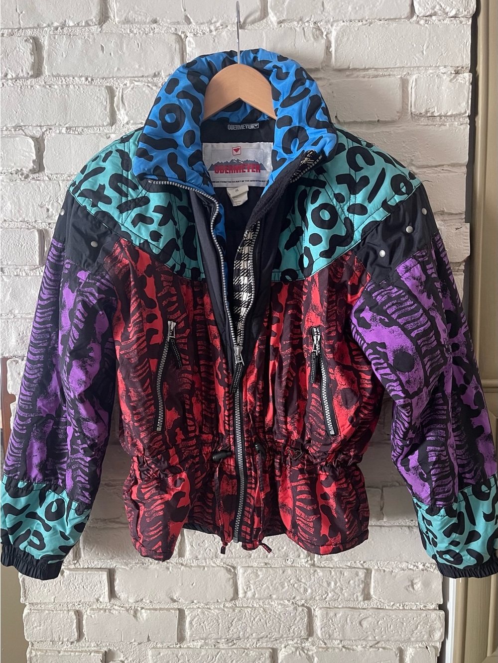 Obermeyer Blue and Black Patterned Ski Jacket